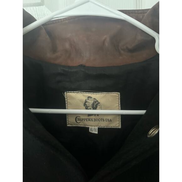 Vintage Chippewa Boots Letterman Bomber Jacket Wool leather Embordered Coat XL - Picture 5 of 6